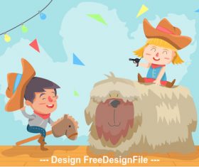 Kids outdoor play cartoon illustration vector