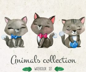 Kitten colorful watercolor animal painting vector