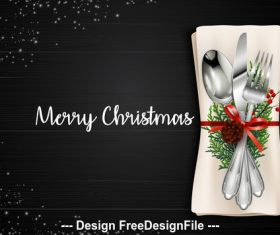 Knife and fork christmas element card background vector