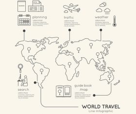 Line travel infograp vector
