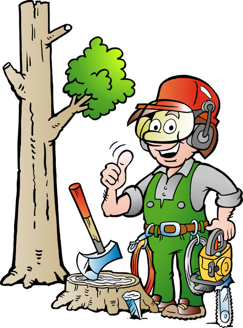 Logging worker cartoon vector
