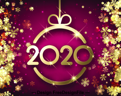 Luxury 2020 new year greeting card vector free download
