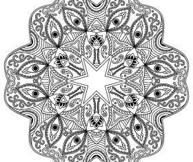 Mandala flower and eye tattoo pattern vector