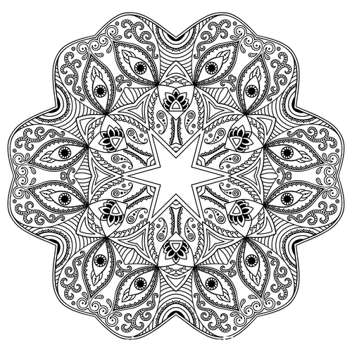 Mandala flower and eye tattoo pattern vector