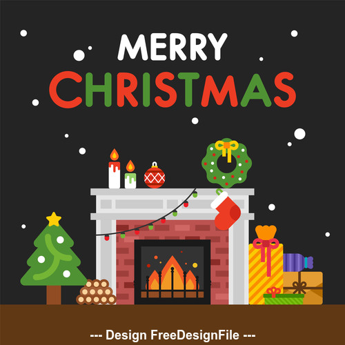 Merry christmas cartoon element card vector free download