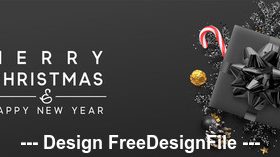 Merry christmas gift box banner vector