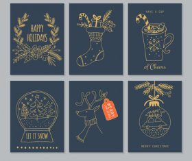 Merry christmas hand drawing tag vector