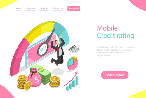 Mobile credit rating concept illustration vector