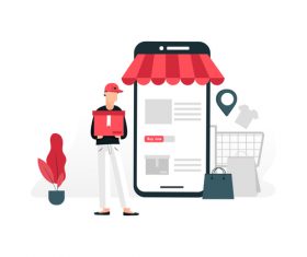 Mobile phone shopping illustration vector