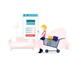 Mobile phone shopping payment illustration vector