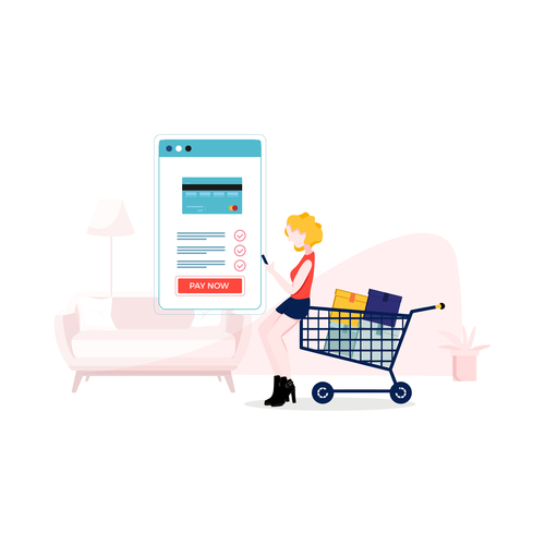 Mobile phone shopping payment illustration vector