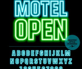 Motel open color alphabet vector