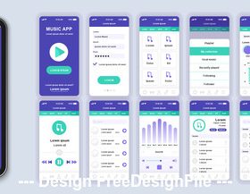 Music mobile app Ui Kit Screen vector