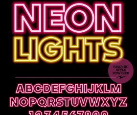Neon lights colorful alphabet vector
