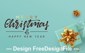 New year merry christmas cyan background vector