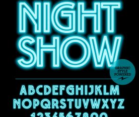 Night show color alphabet vector