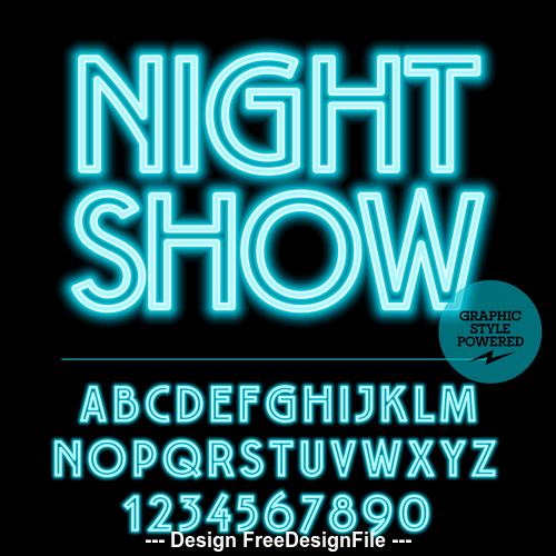 Night show color alphabet vector