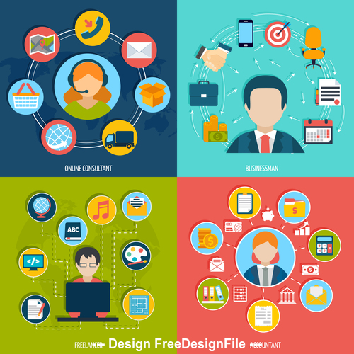 Online consultant professions illustration vector