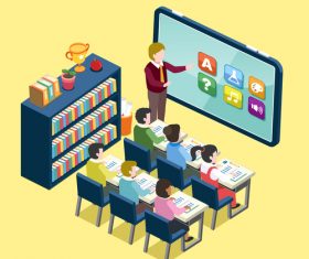 Online education information element illustration vector