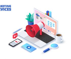 Online mrketing services concept illustration vector