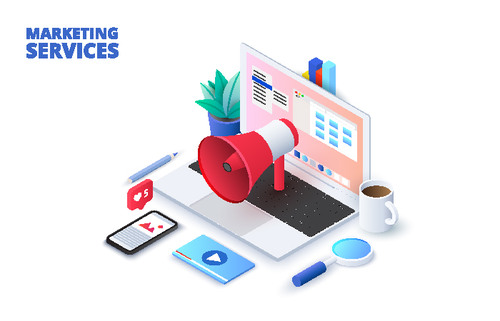 Online mrketing services concept illustration vector