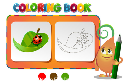 Paint the ladybird coloring book vector