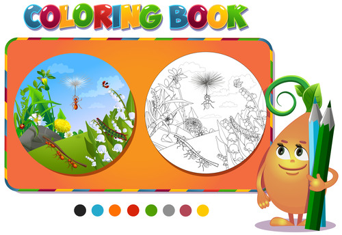 Painting ant coloring book vector
