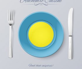 Palau authentic cuisine and flag circ icon vector
