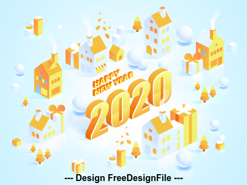 Paper-cut art 2020 Happy new year vector