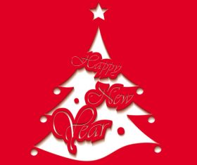 Paper cut christmas tree vector