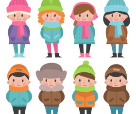 People in winter wear vector