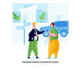 Peoplr talking on street cartoon illustration vector