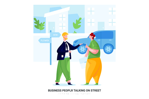 Peoplr talking on street cartoon illustration vector