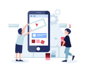 Phone set cartoon illustration vector