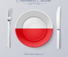 Poland authentic cuisine and flag circ icon vector