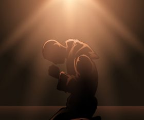 Praying Monk silhouette vector