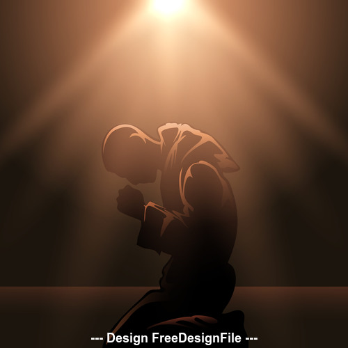 Praying Monk silhouette vector