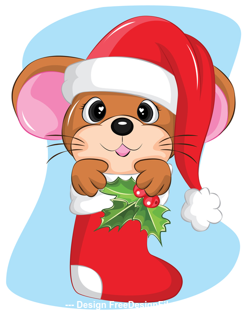 Pretty mouse in Santya scarf cap illustrations vector