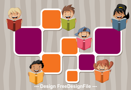 Reading books students and color dialog vector