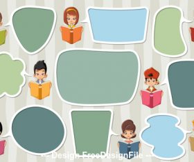 Reading books students horizonta banner vector