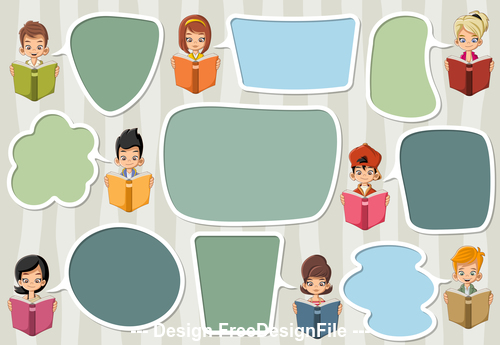 Reading books students horizonta banner vector