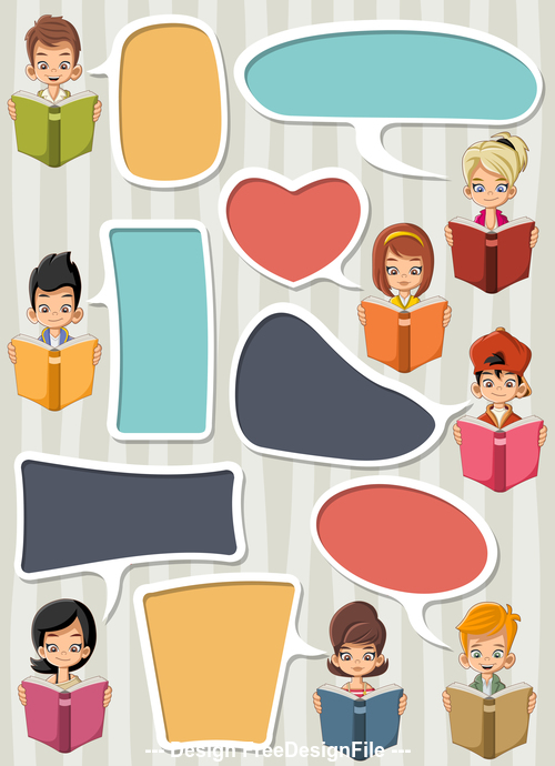 Reading books students vertical banner vector