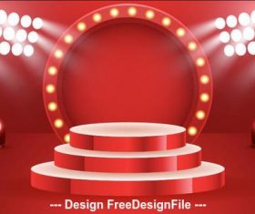 Red background abstract round podium vector