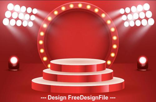 Red background abstract round podium vector