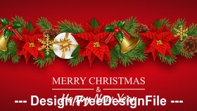 Red background christmas elements decorative card vector