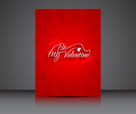 Red background print heart shaped brochure cover vector