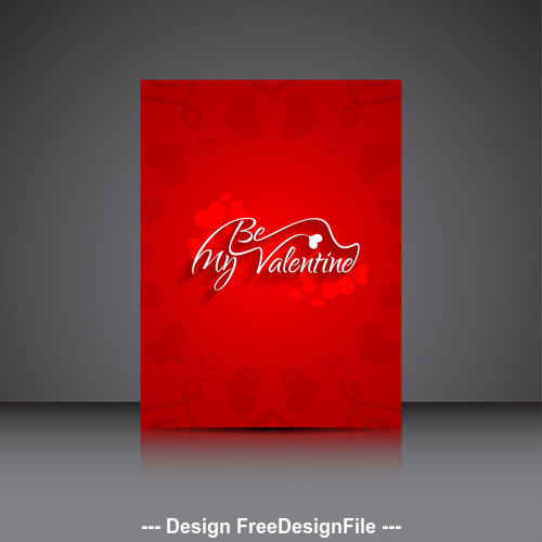 Red background print heart shaped brochure cover vector