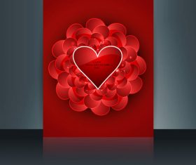 Red background valentines day heart shaped cover vector