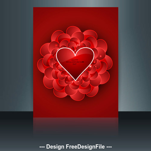 Red background valentines day heart shaped cover vector
