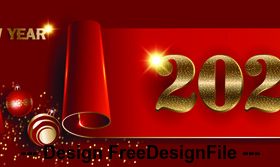 Red banner 2020 new year template vector